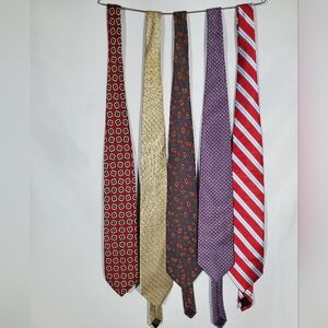 LOT 5 BROOKS BROTHERS 100% SILK STAIN RESISTANT GEOMETRIC PAISLEY NECKTIE TIE